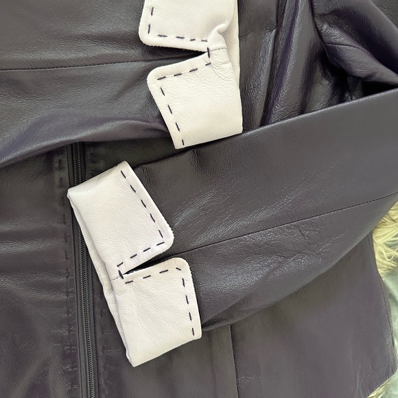 Terry Lewis Classic Luxuries Leather Jacket Women Purple/Lilac Combination sz S - Picture 10 of 10